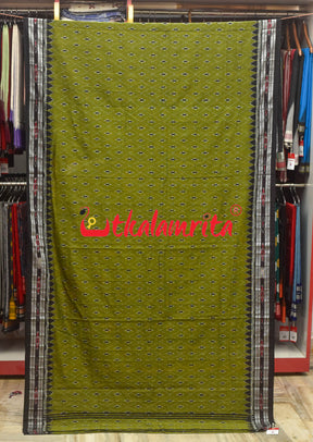 Olive Thikiri Phula Khandua Cotton Saree