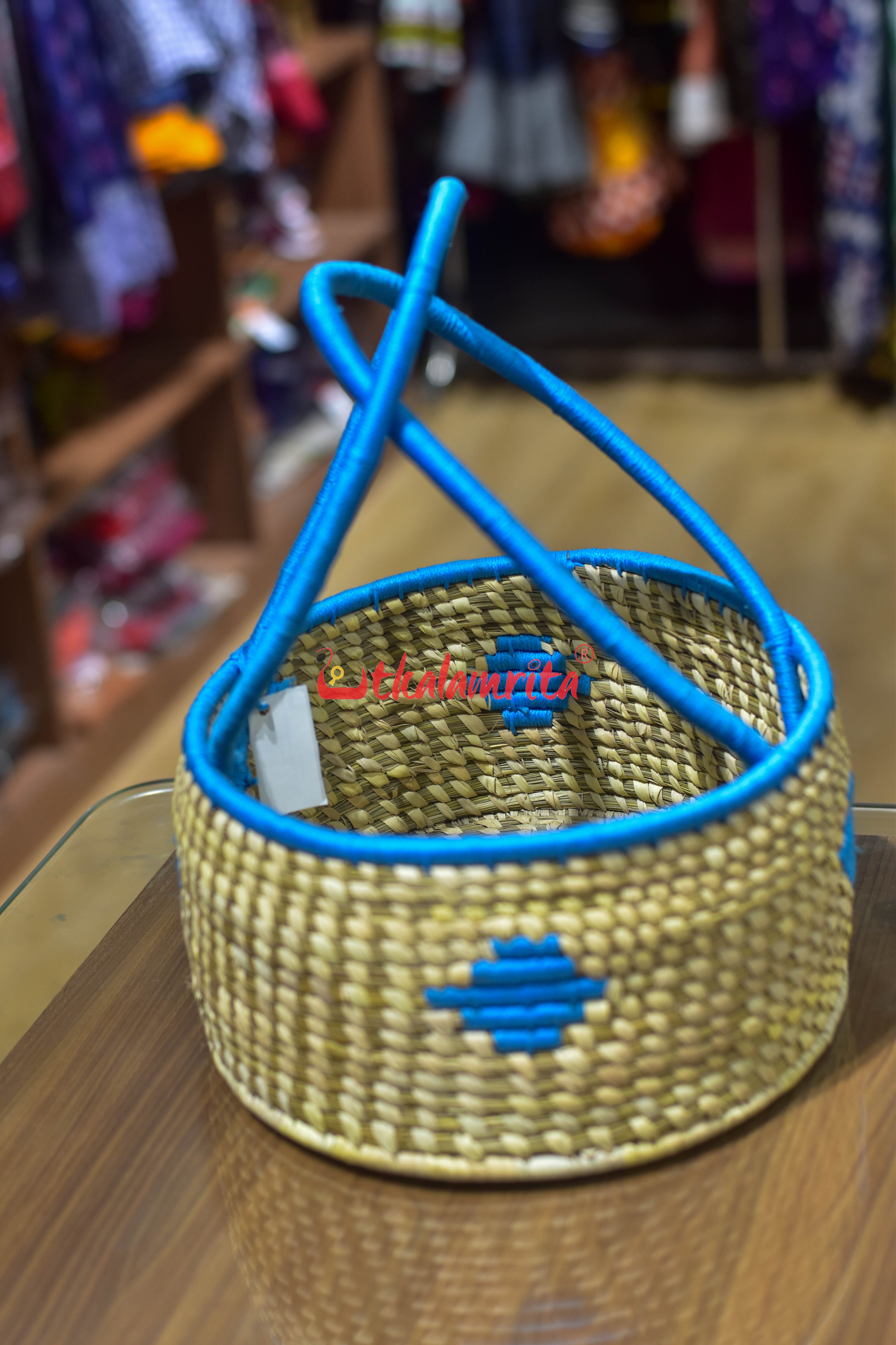Sabai Grass Flower Basket Big Blue