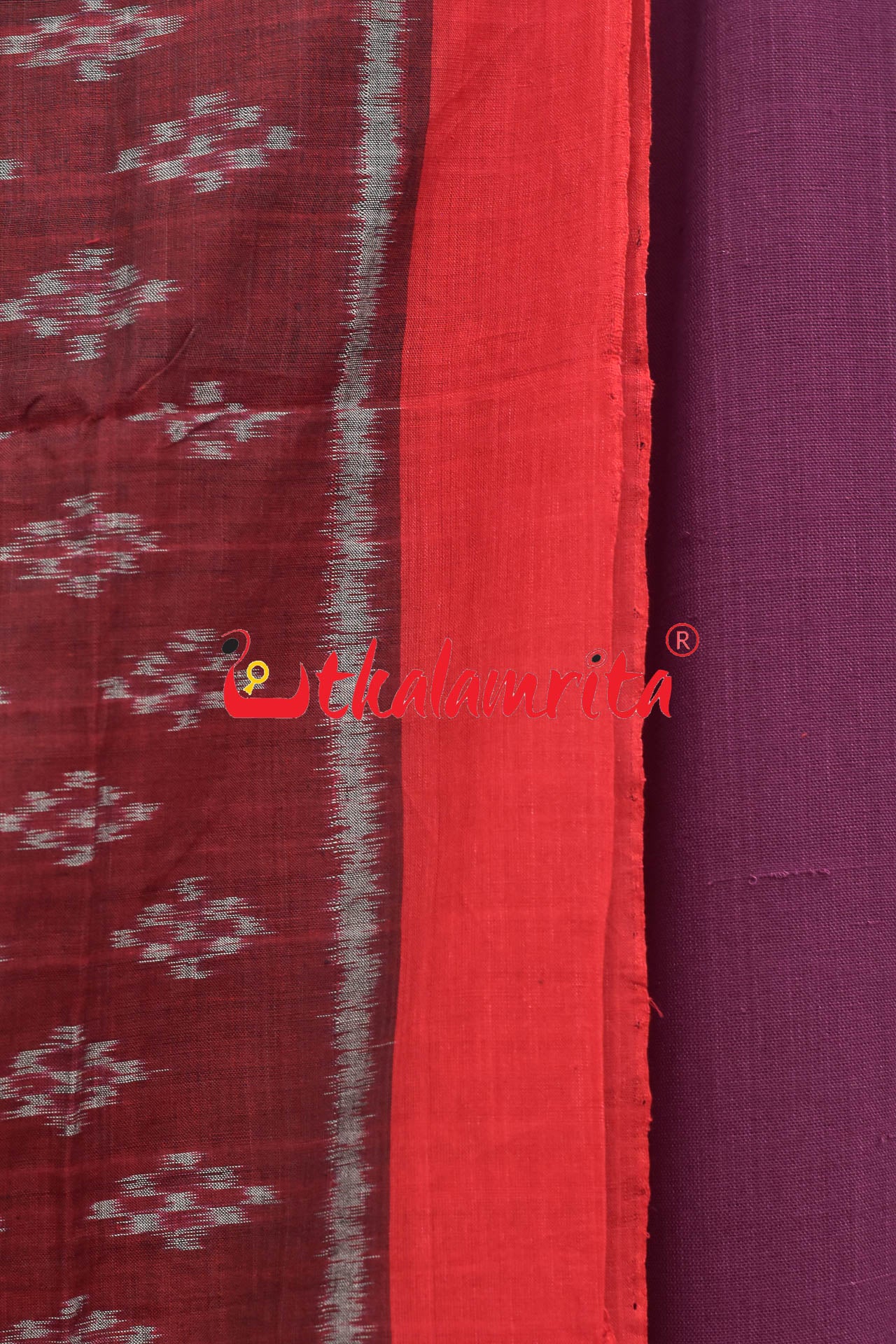 Maroon with Red Border Pasapali (Dupatta)