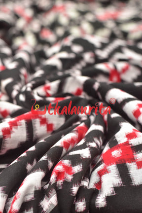 Black Red Double Ikat Sambalpuri Cotton (Fabric)