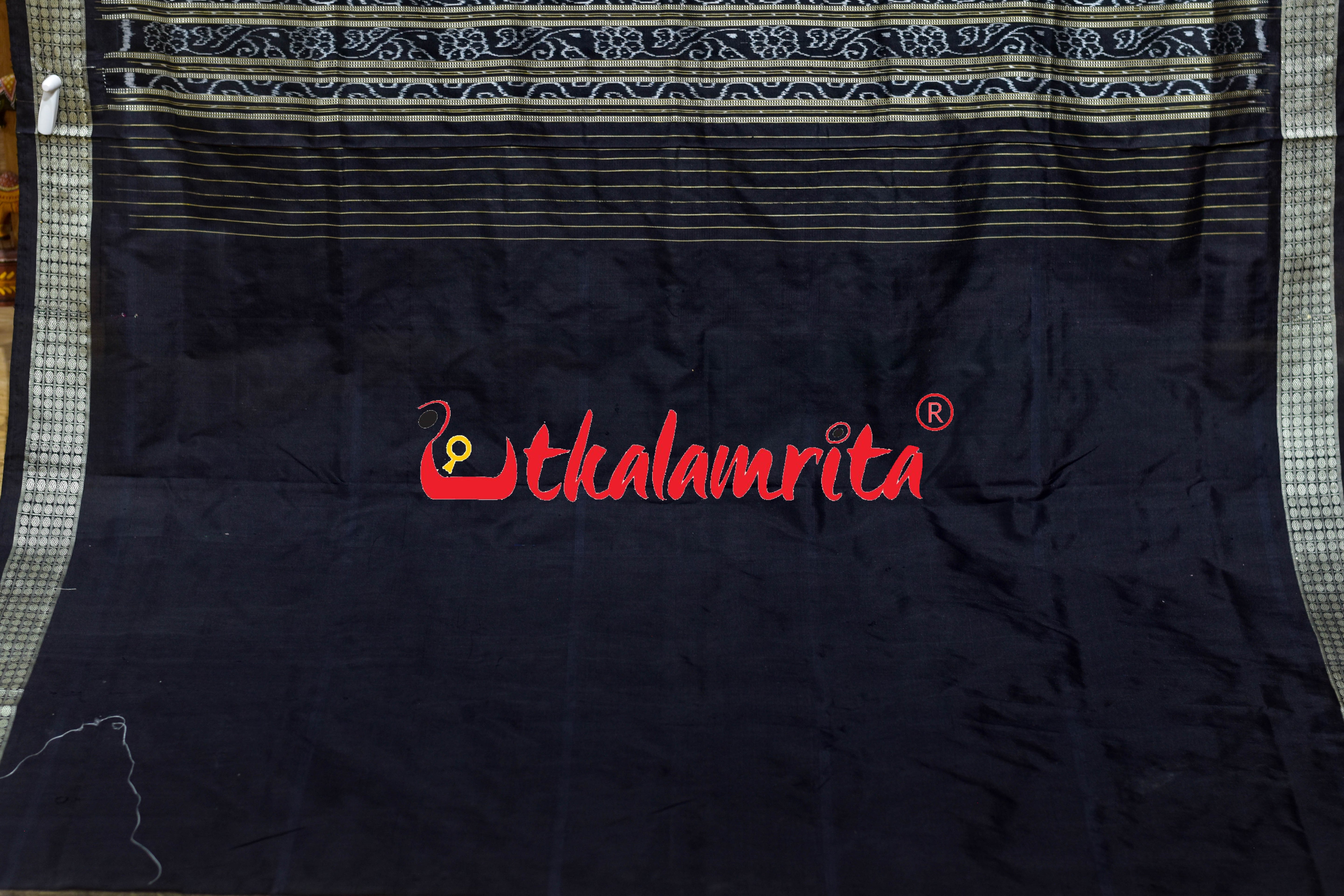 5 Kuthi Green Black White Pasapali Sambalpuri Silk Saree