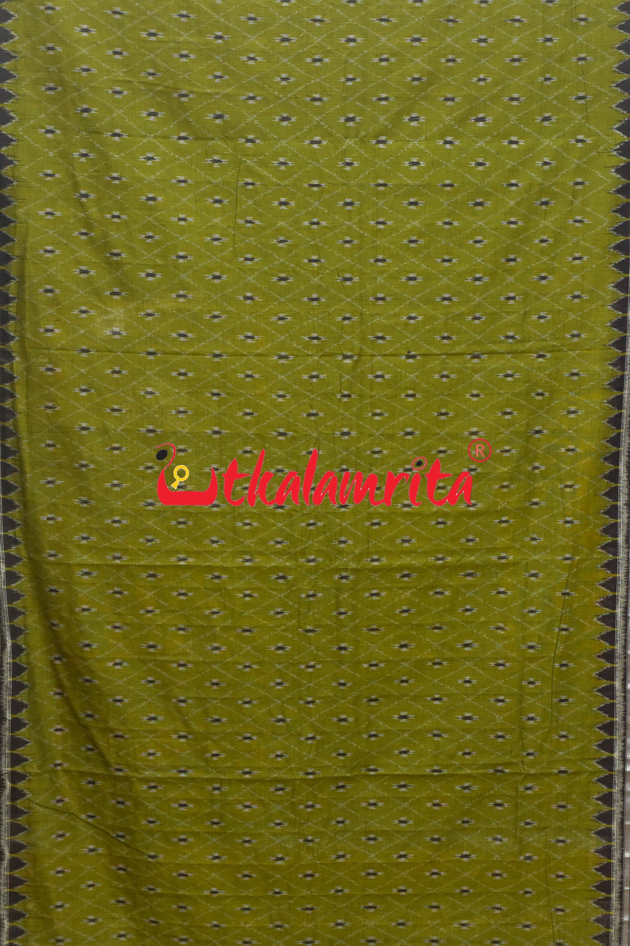 Olive Thikiri Phula Khandua Cotton Saree