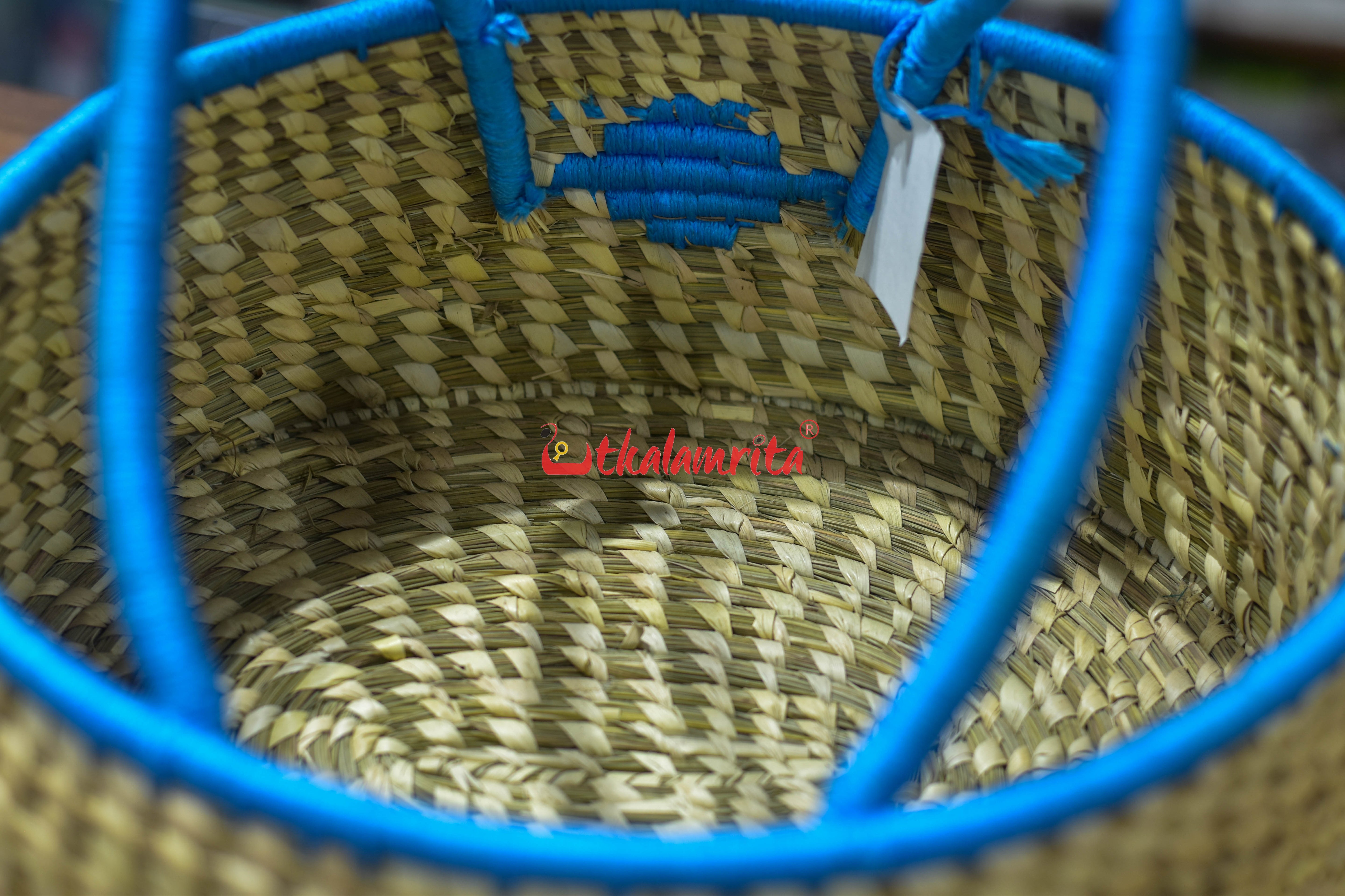 Sabai Grass Flower Basket Big Blue