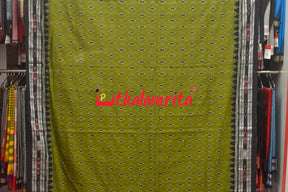 Olive Thikiri Phula Khandua Cotton Saree