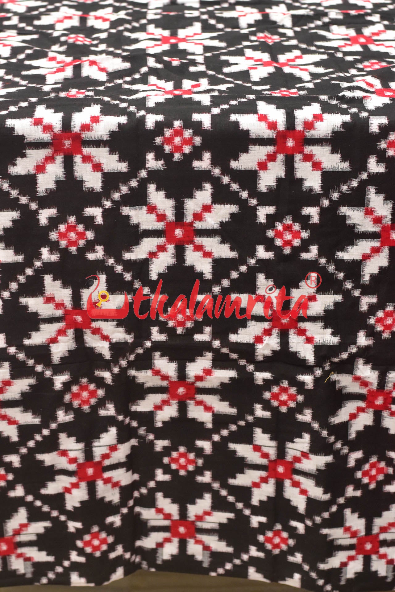 Black Red Double Ikat Sambalpuri Cotton (Fabric)