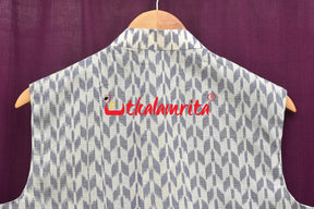 White Thikiri Sambalpuri Cotton (Modi Jacket)