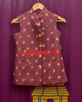 Body Ikat Wine Color Tussar (Kid Boy Jacket)