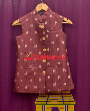 Body Ikat Wine Color Tussar (Kid Boy Jacket)