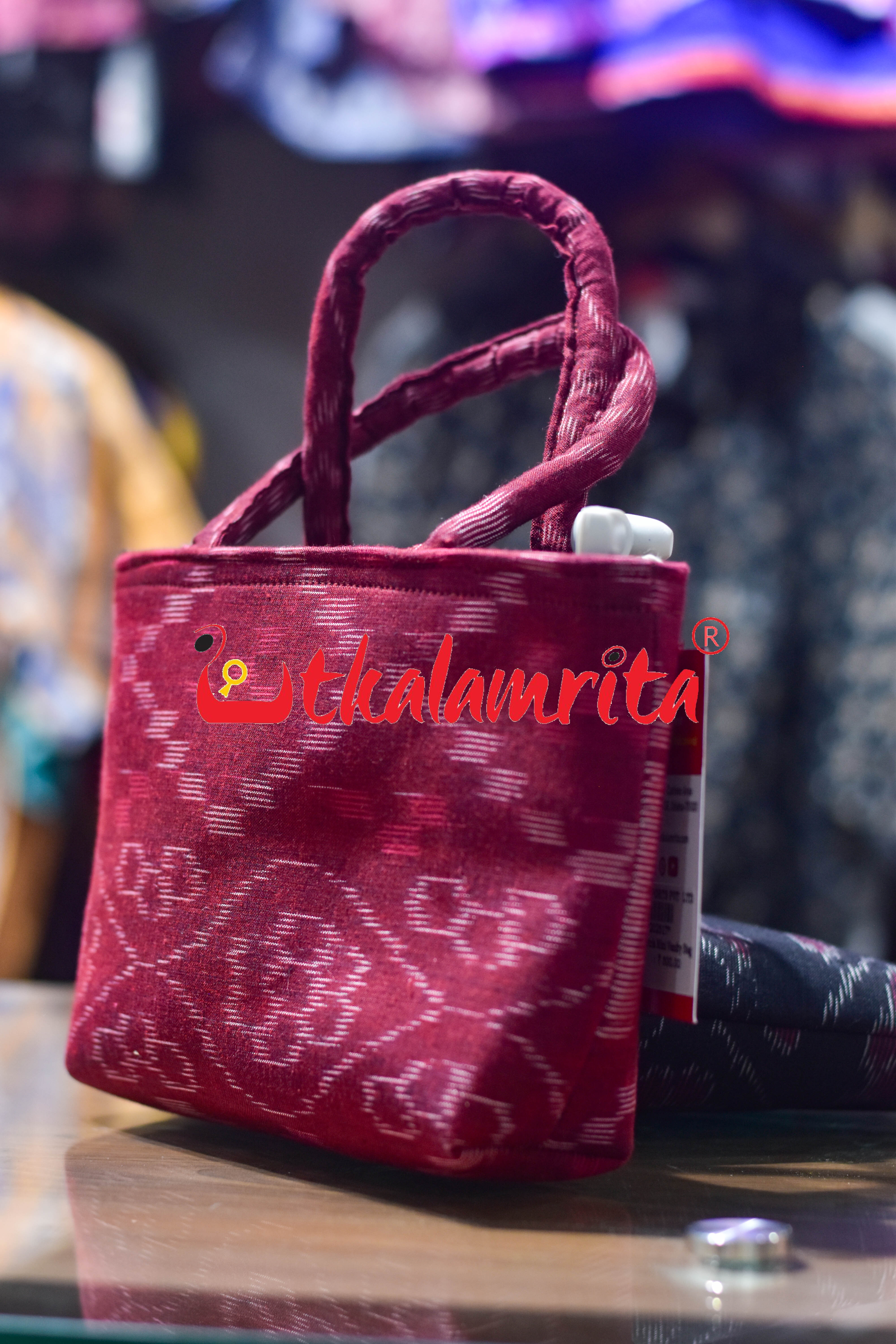 Maroon Tetris Mini Vanity Bag