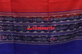 Blue Red Hearts Sambalpuri Cotton Dress Set