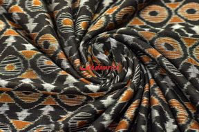 Black Mustard Asymetric Sambalpuri Cotton (Fabric)