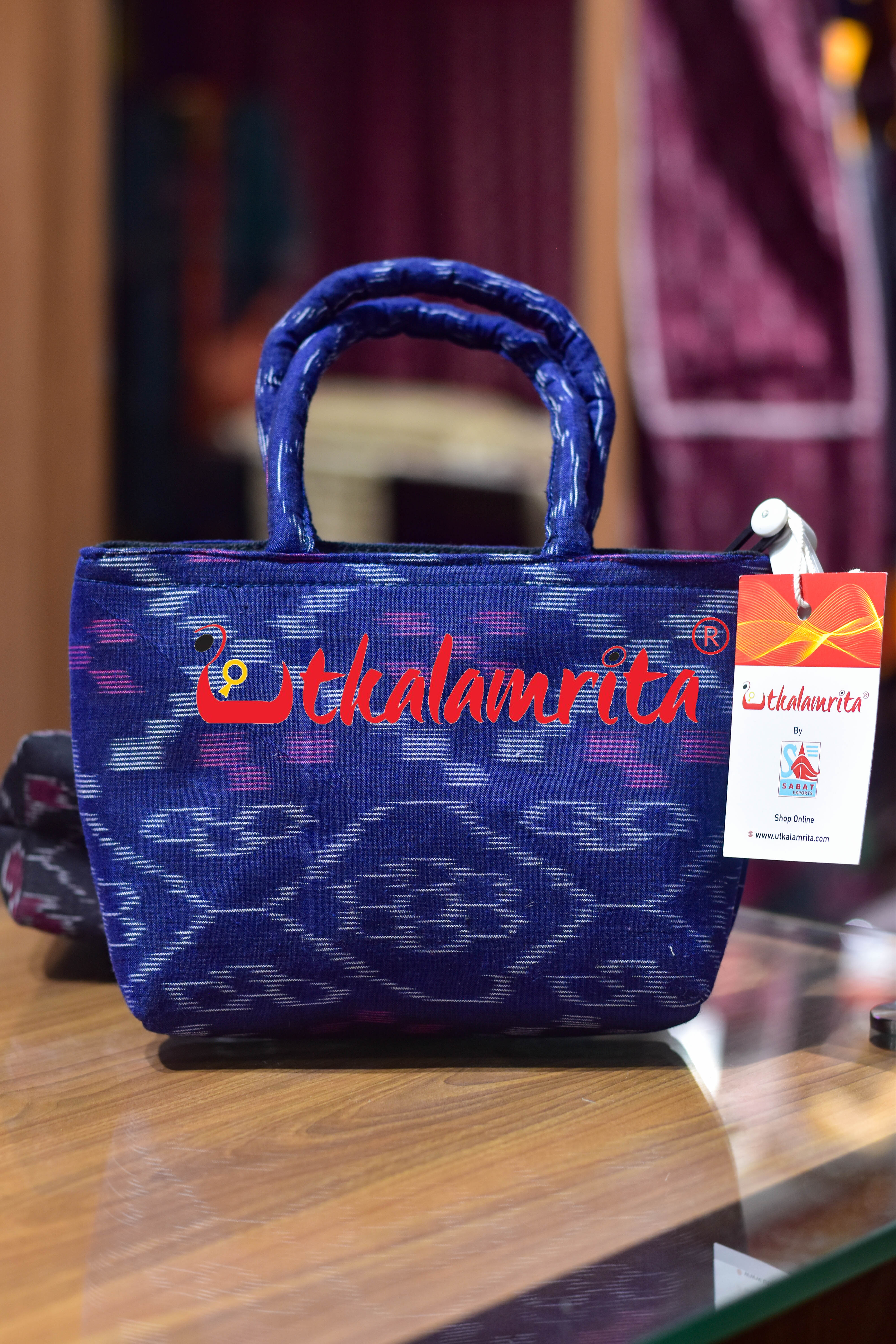 Blue Tetris Mini Vanity Bag