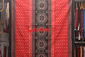 Tribal Chakra Jhoti Red Black Sambalpuri Cotton Dress Set