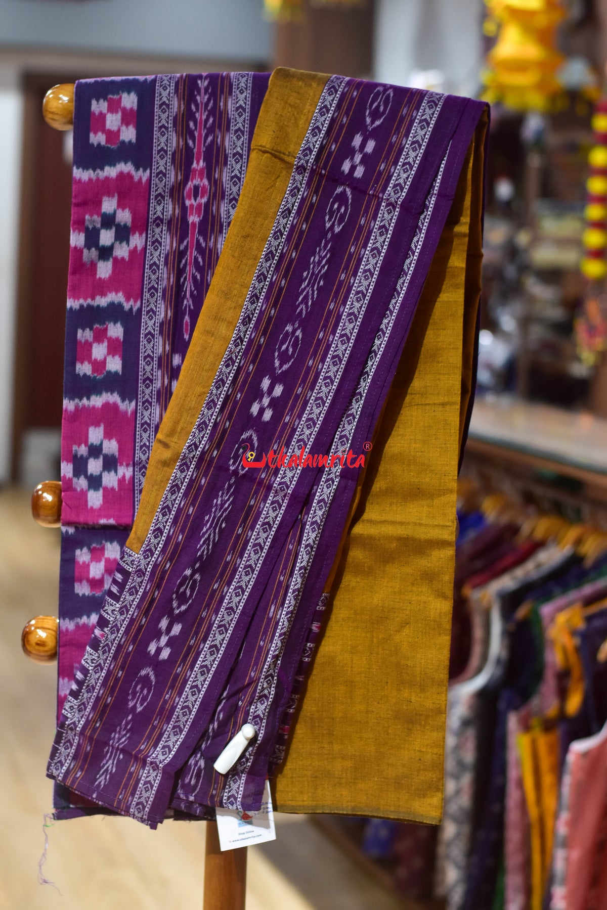 Jamun Golden Middle Pasapali Flower Ikat Dress Set