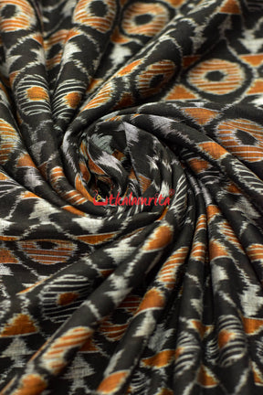 Black Mustard Asymetric Sambalpuri Cotton (Fabric)