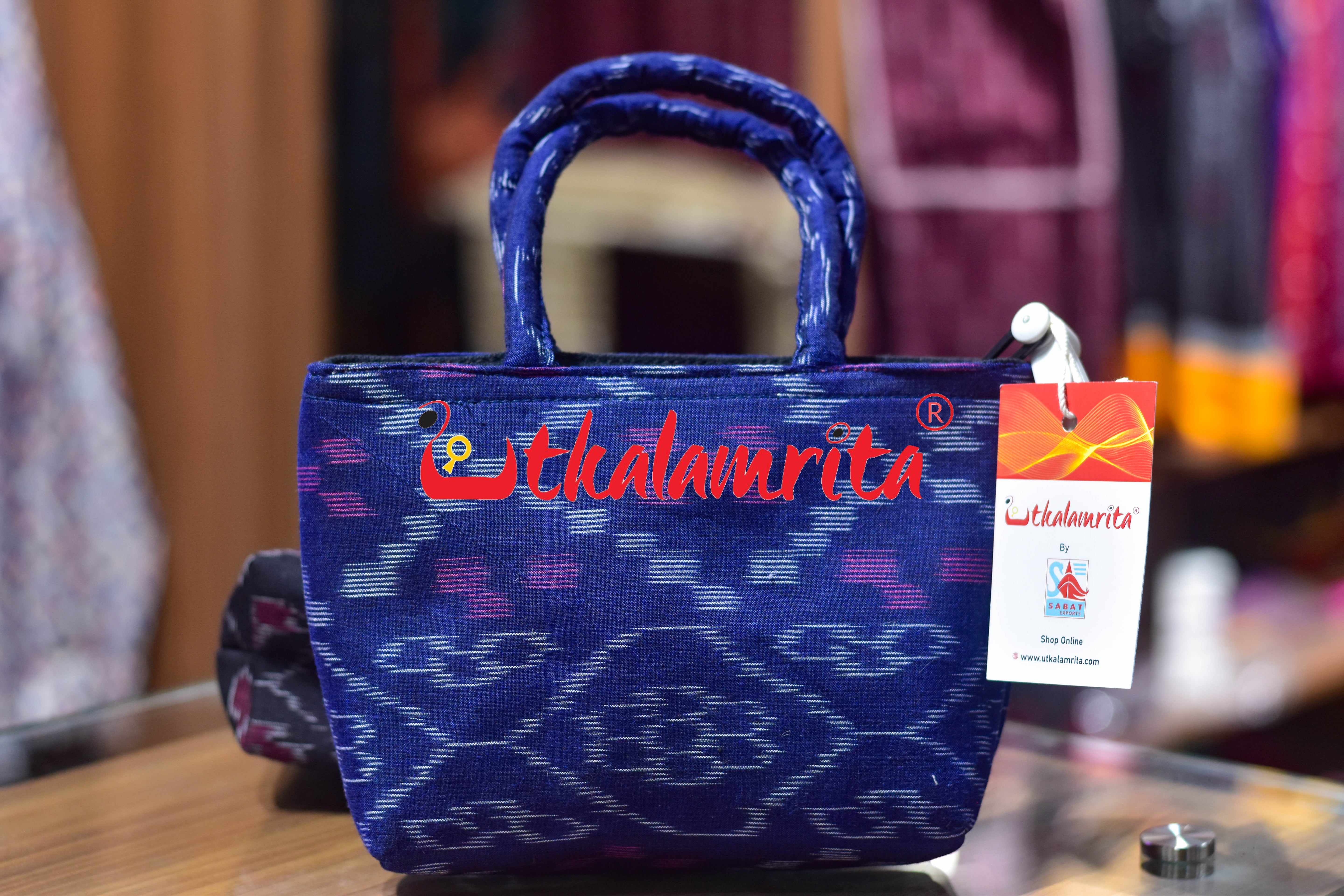 Blue Tetris Mini Vanity Bag