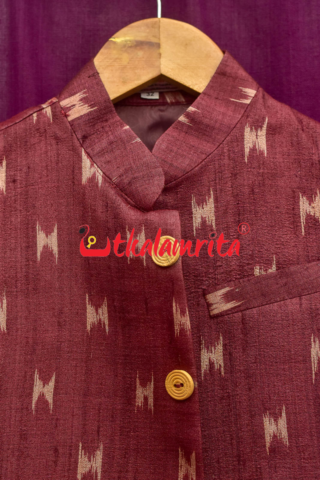 Body Ikat Wine Color Tussar (Kid Boy Jacket)