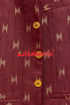 Body Ikat Wine Color Tussar (Kid Boy Jacket)