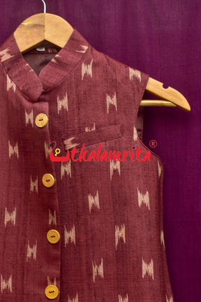 Body Ikat Wine Color Tussar (Kid Boy Jacket)