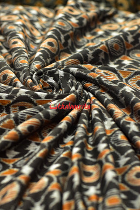 Black Mustard Asymetric Sambalpuri Cotton (Fabric)