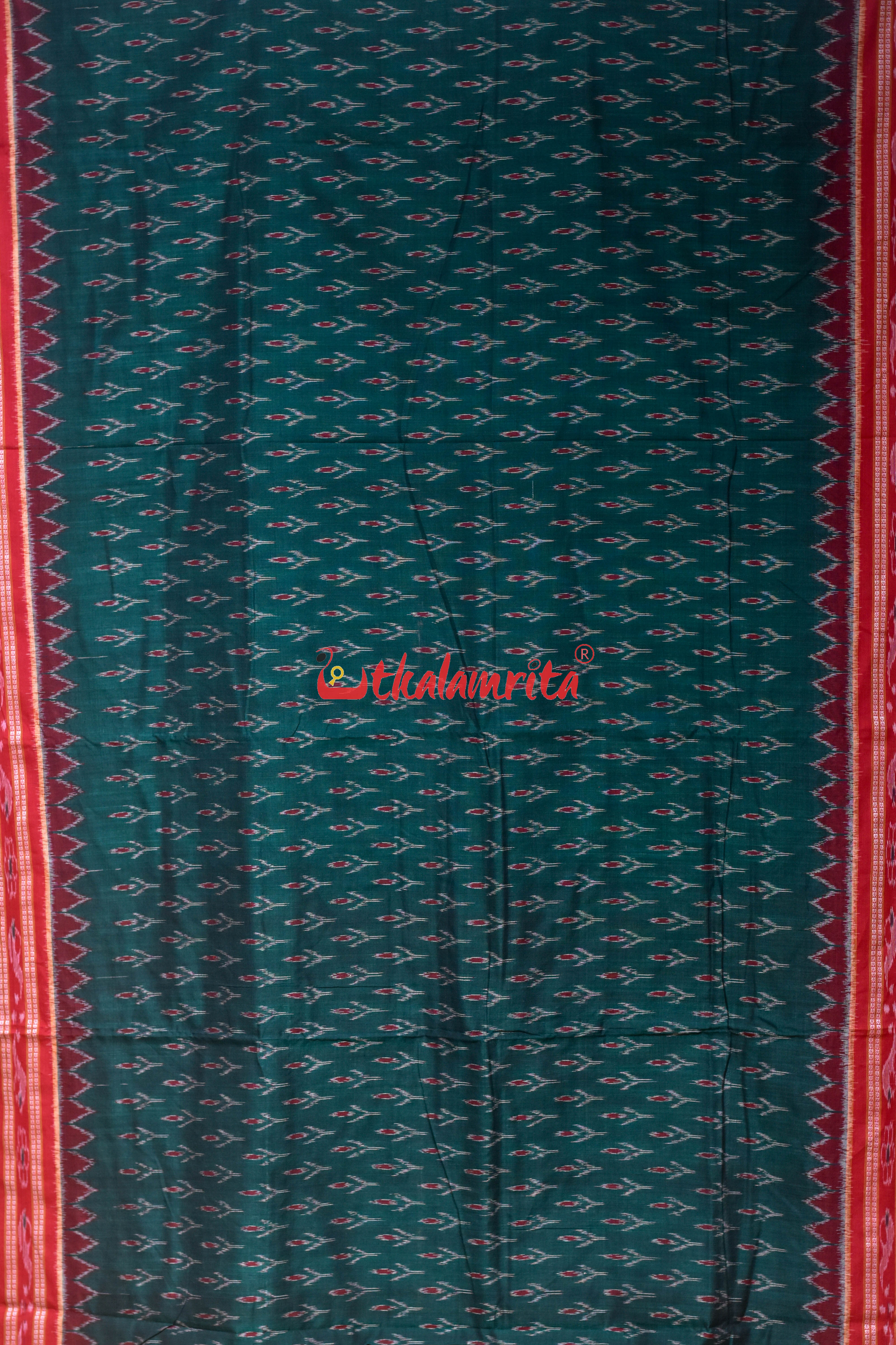 Bottle Green Labanga Bandha Khandua Cotton Saree