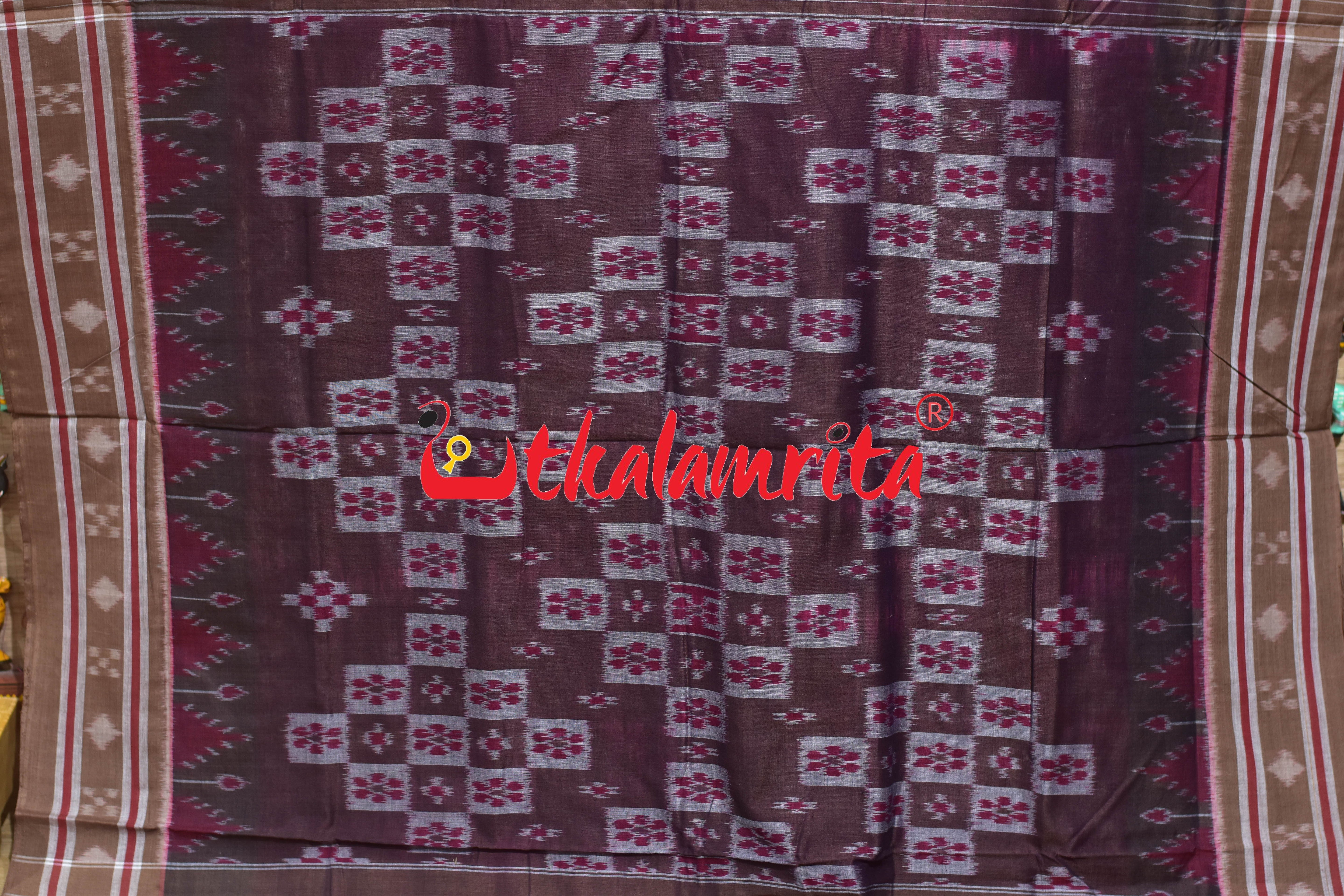 Raspberry Pink Flower Bandha Khandua Cotton Sraee