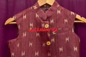 Body Ikat Wine Color Tussar (Kid Boy Jacket)