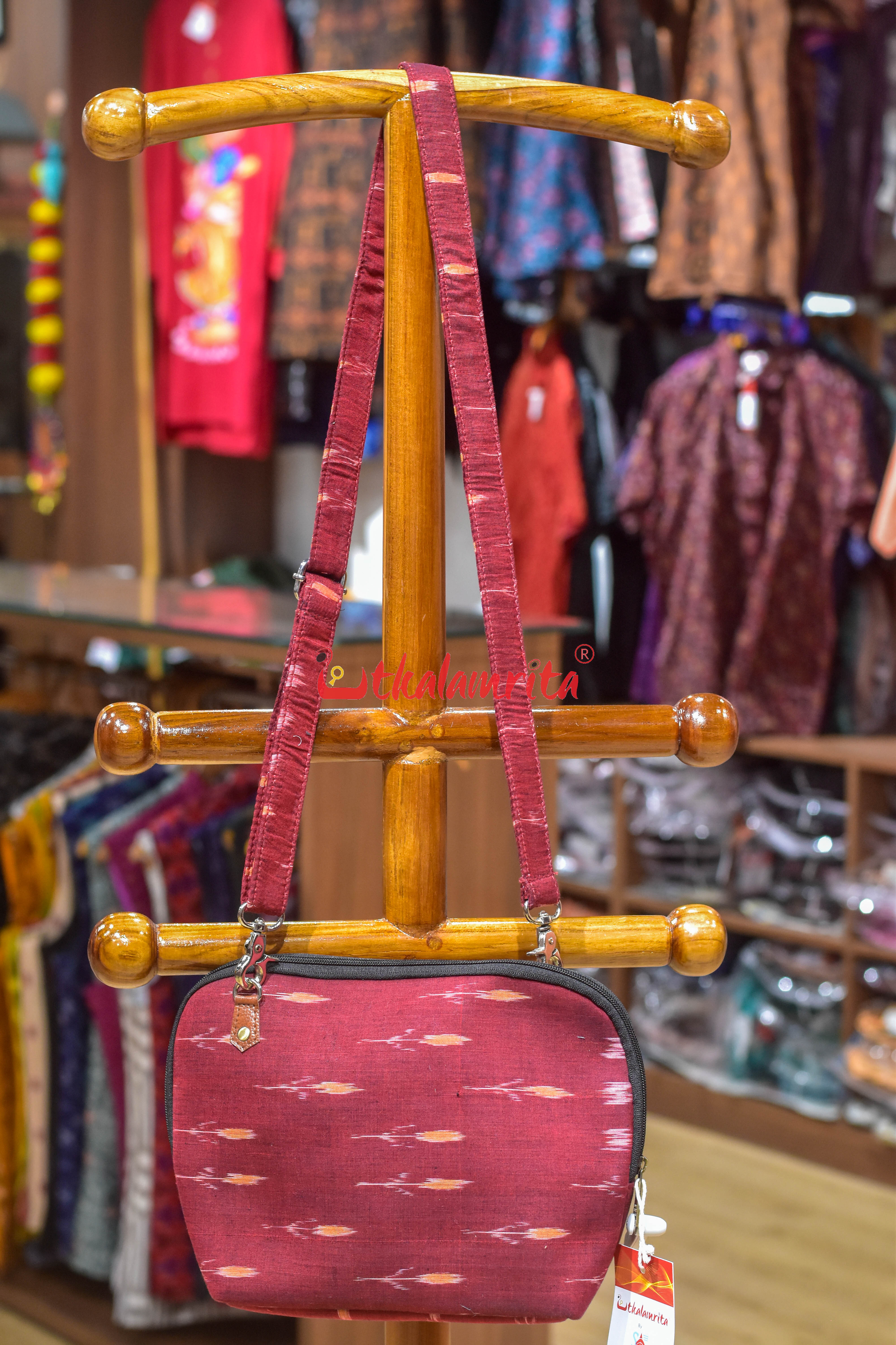 Maroon with Orange Labanga Big Sling Bag