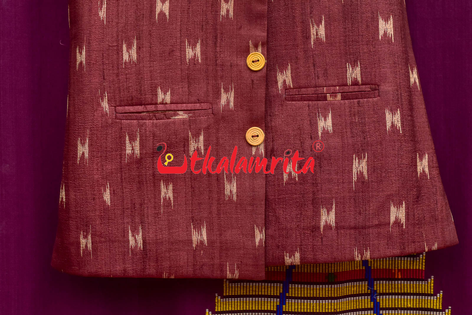 Body Ikat Wine Color Tussar (Kid Boy Jacket)