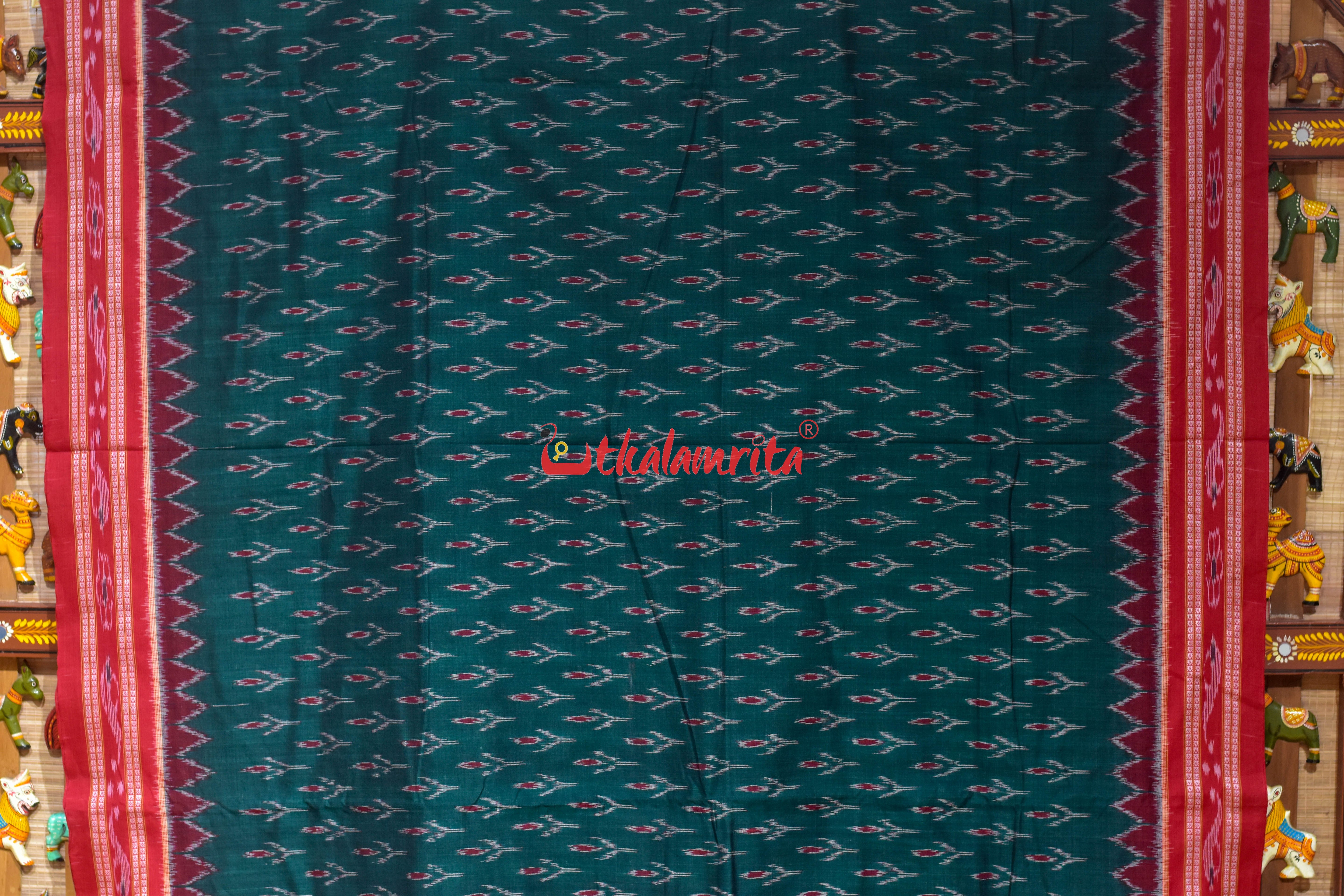 Bottle Green Labanga Bandha Khandua Cotton Saree