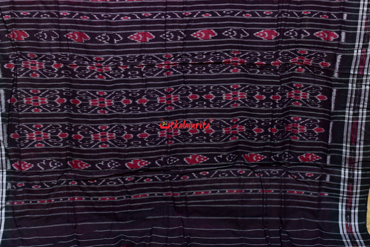 Red Black Phula Bandha Khandua Cotton Saree