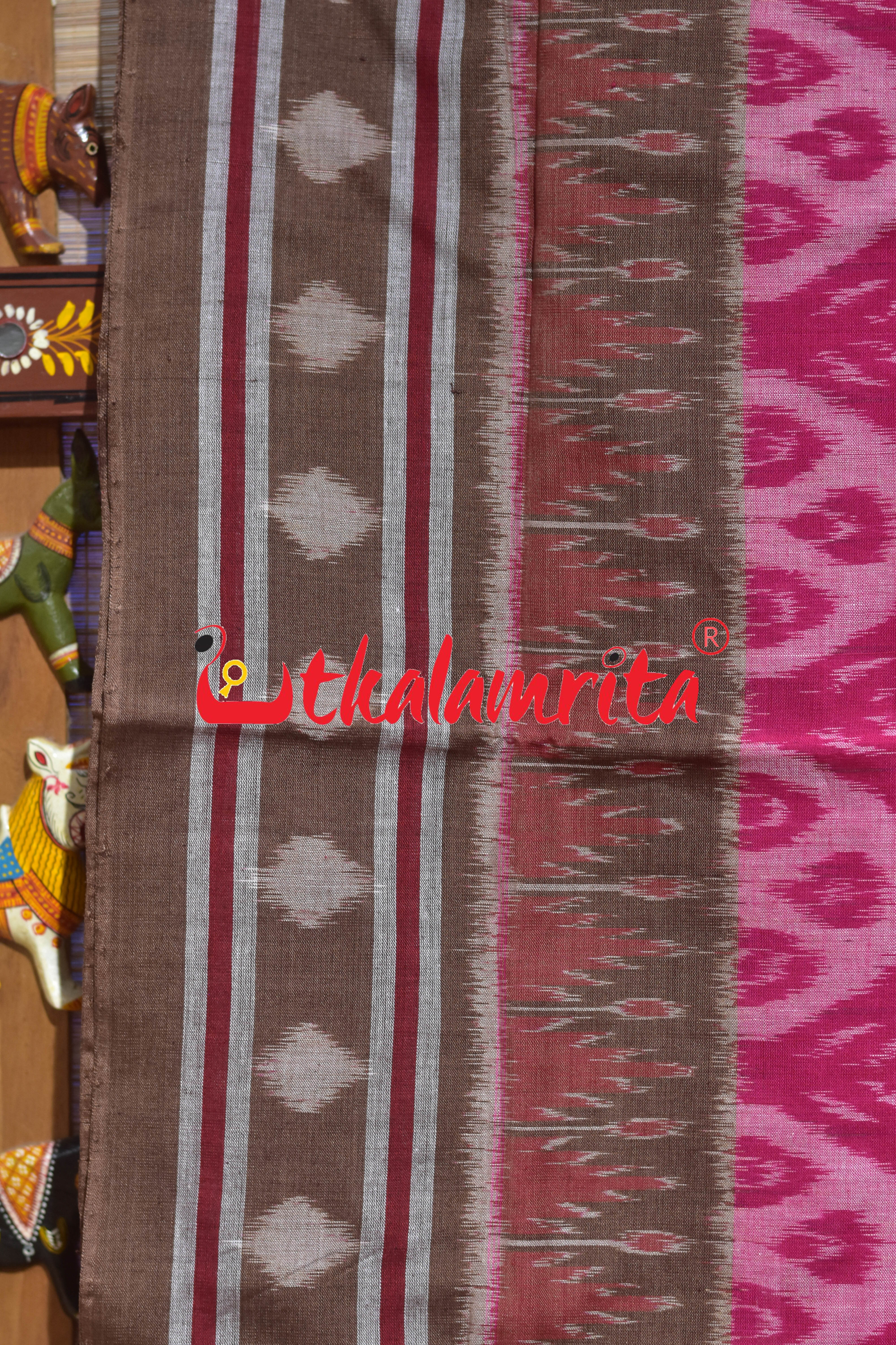 Raspberry Pink Flower Bandha Khandua Cotton Sraee