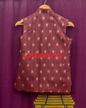 Body Ikat Wine Color Tussar (Kid Boy Jacket)