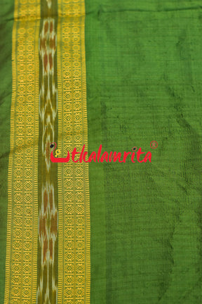 Onion Green Bandha Border Silk (Fabric)