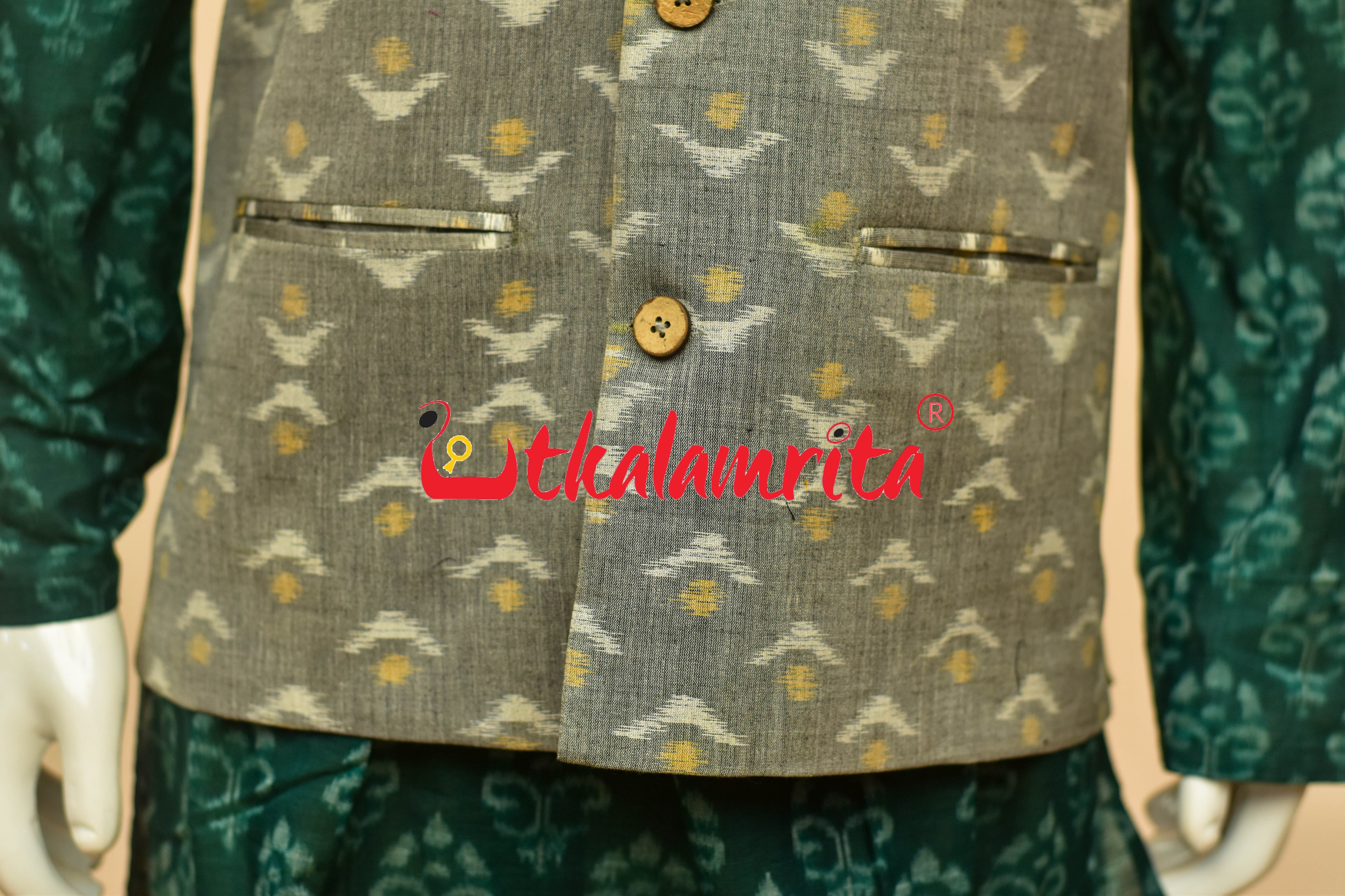 Grey Yellow Chandrika Ikat (Modi Jacket)