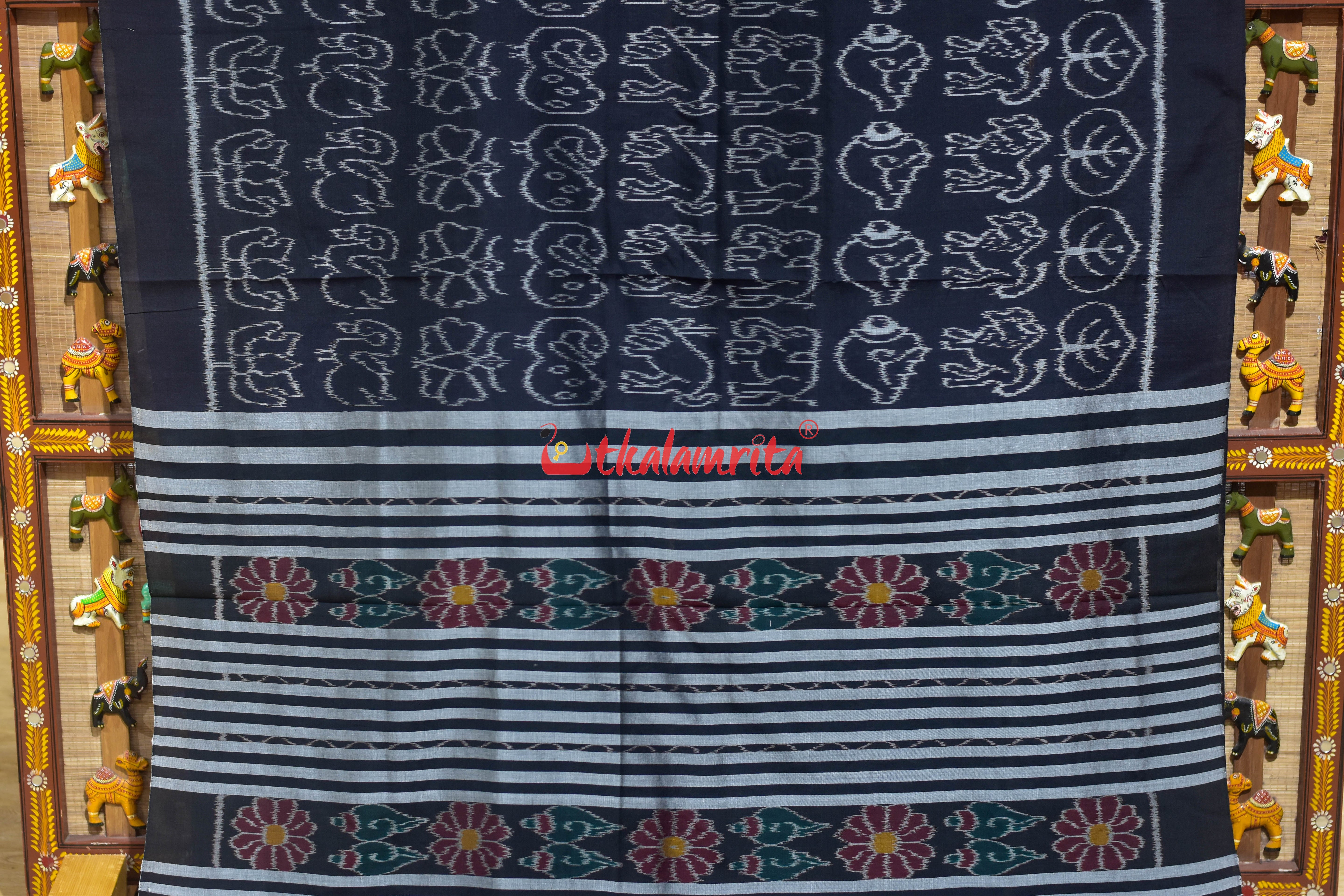 Black Nabakothi Khandua Cotton Saree