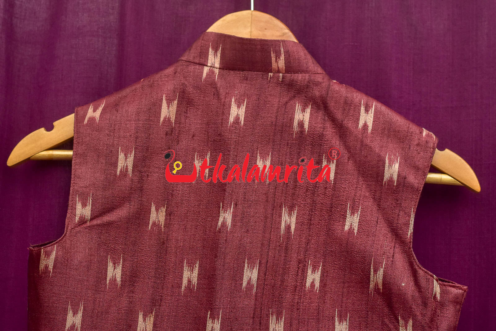 Body Ikat Wine Color Tussar (Kid Boy Jacket)