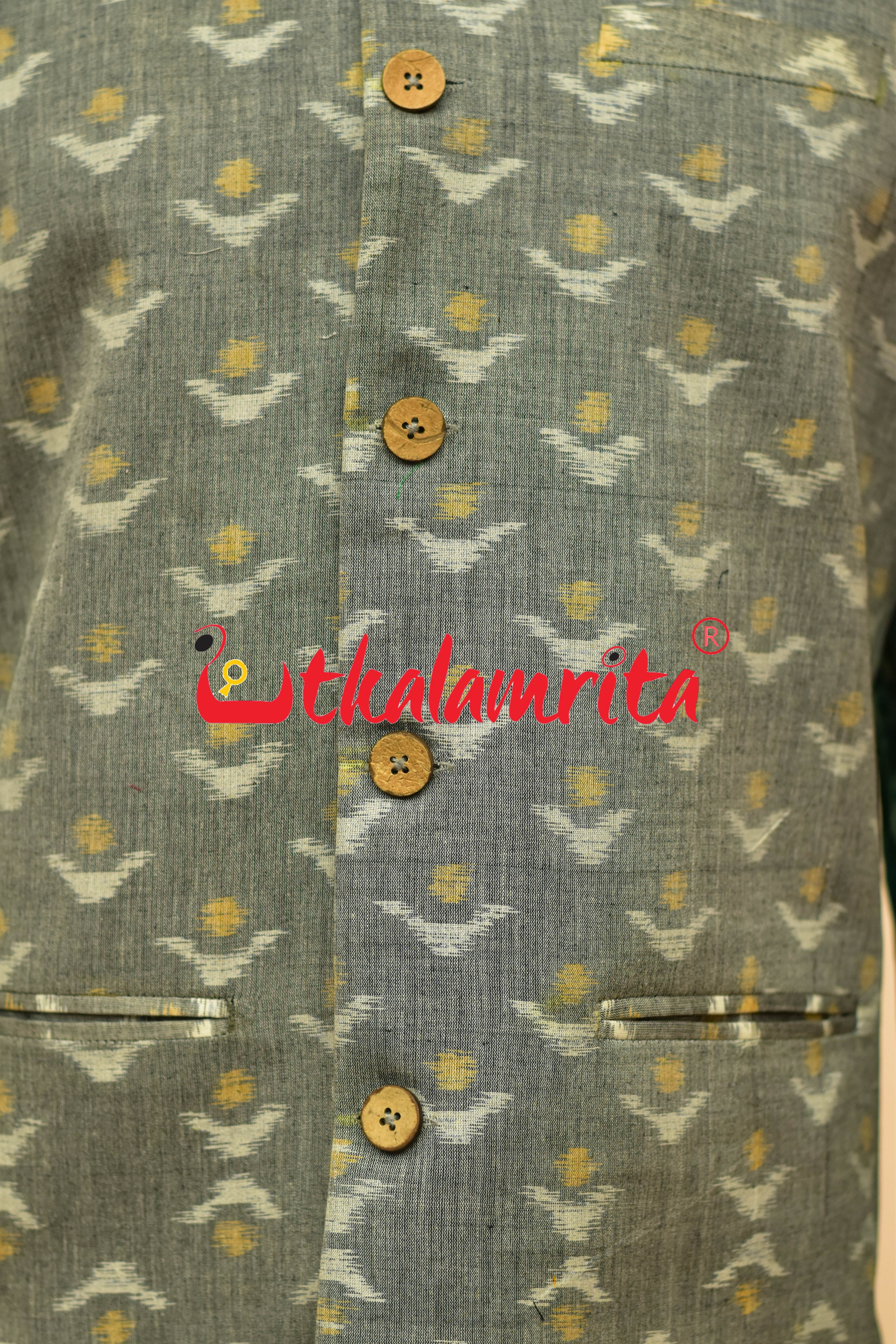 Grey Yellow Chandrika Ikat (Modi Jacket)