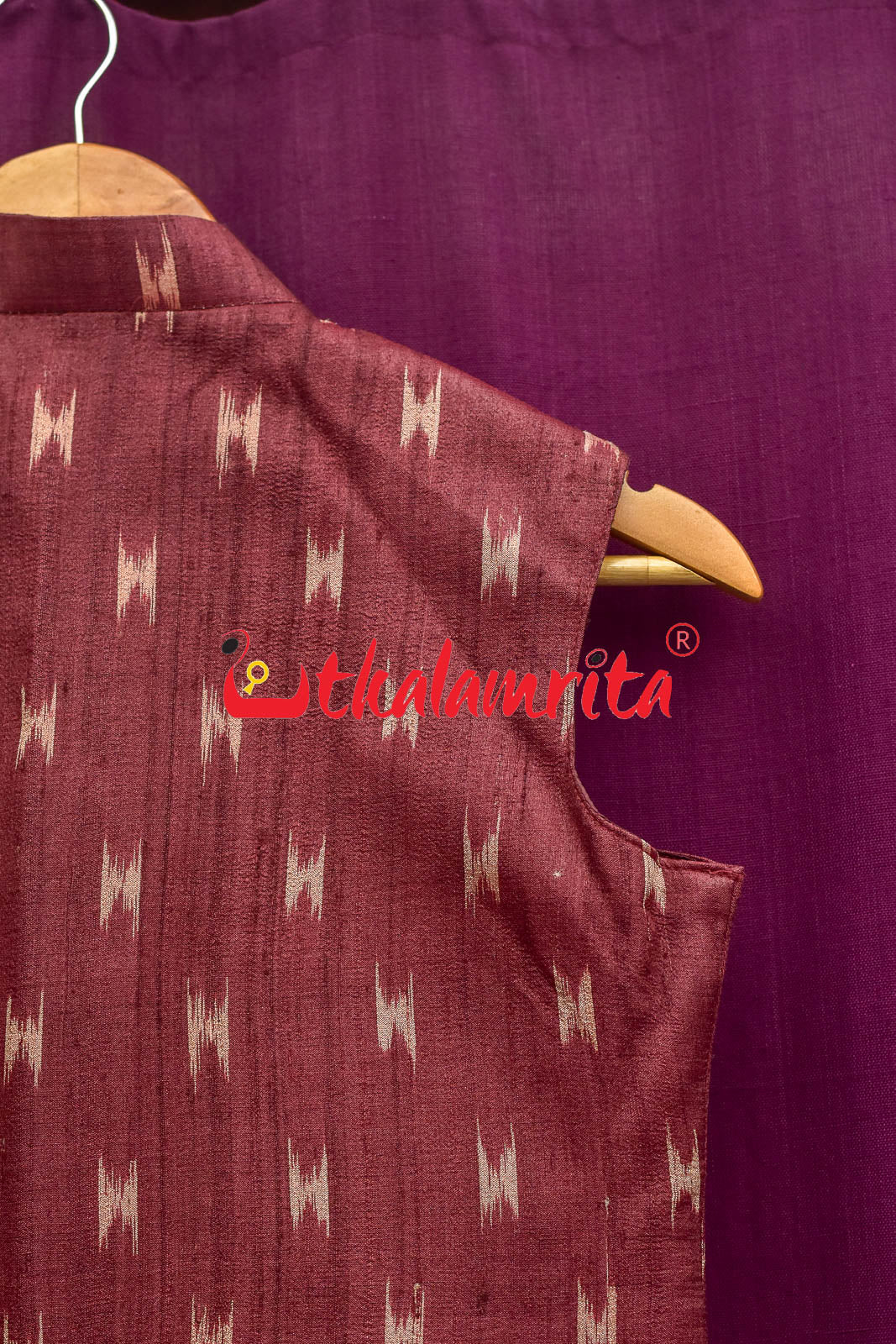 Body Ikat Wine Color Tussar (Kid Boy Jacket)