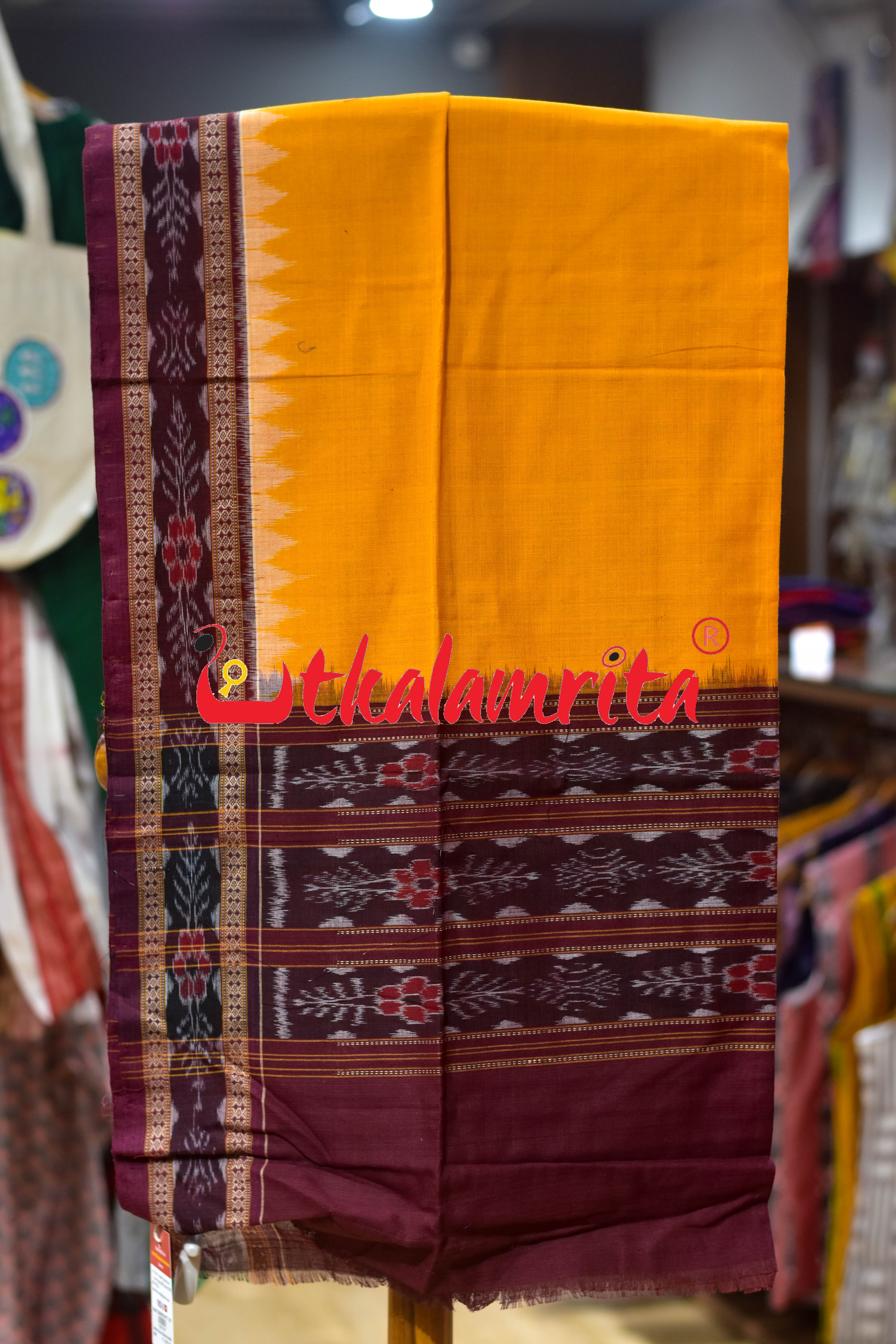 Dark Maroon Yellow Jodi Tribals Cotton Dress Set