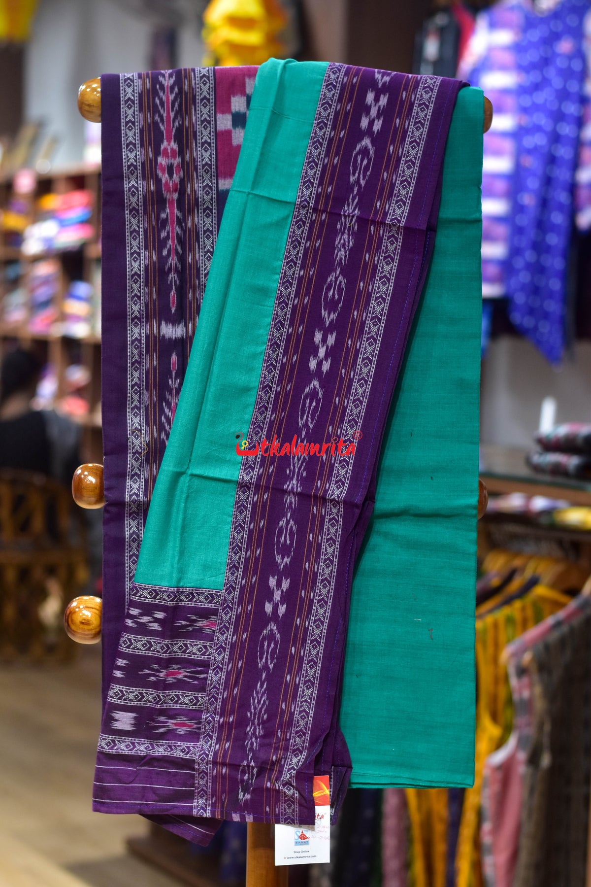Jamun Green Middle Pasapali Flower Ikat Dress Set