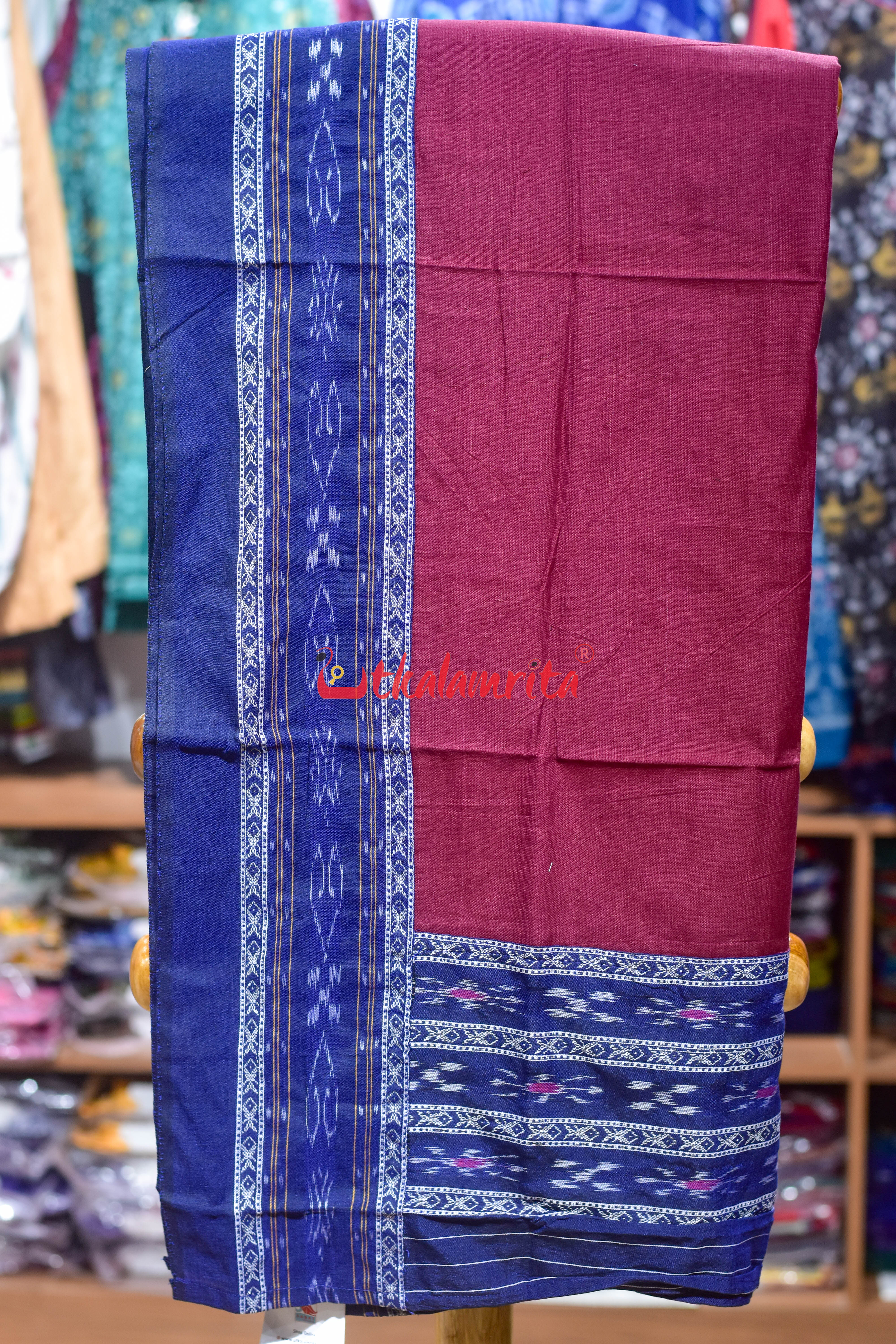 Blue Maroon Simple Pasapali Flower Dress Set
