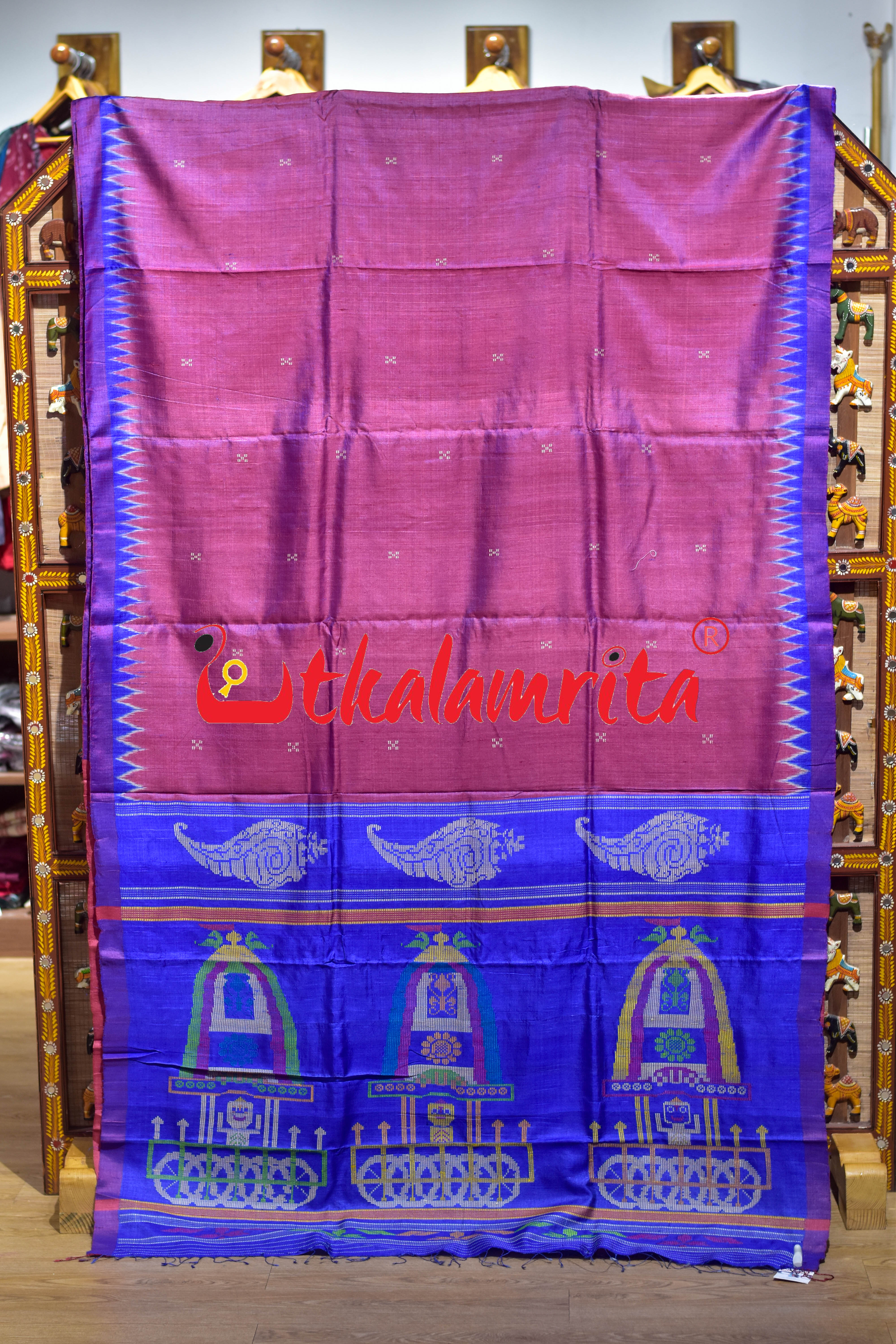 Red Purple Double Shade Phoda Anchal Gopalpur Tussar Saree