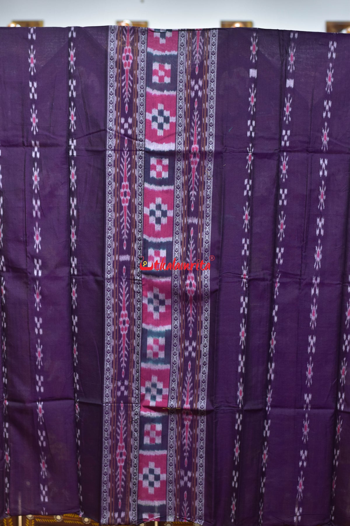 Jamun Green Middle Pasapali Flower Ikat Dress Set