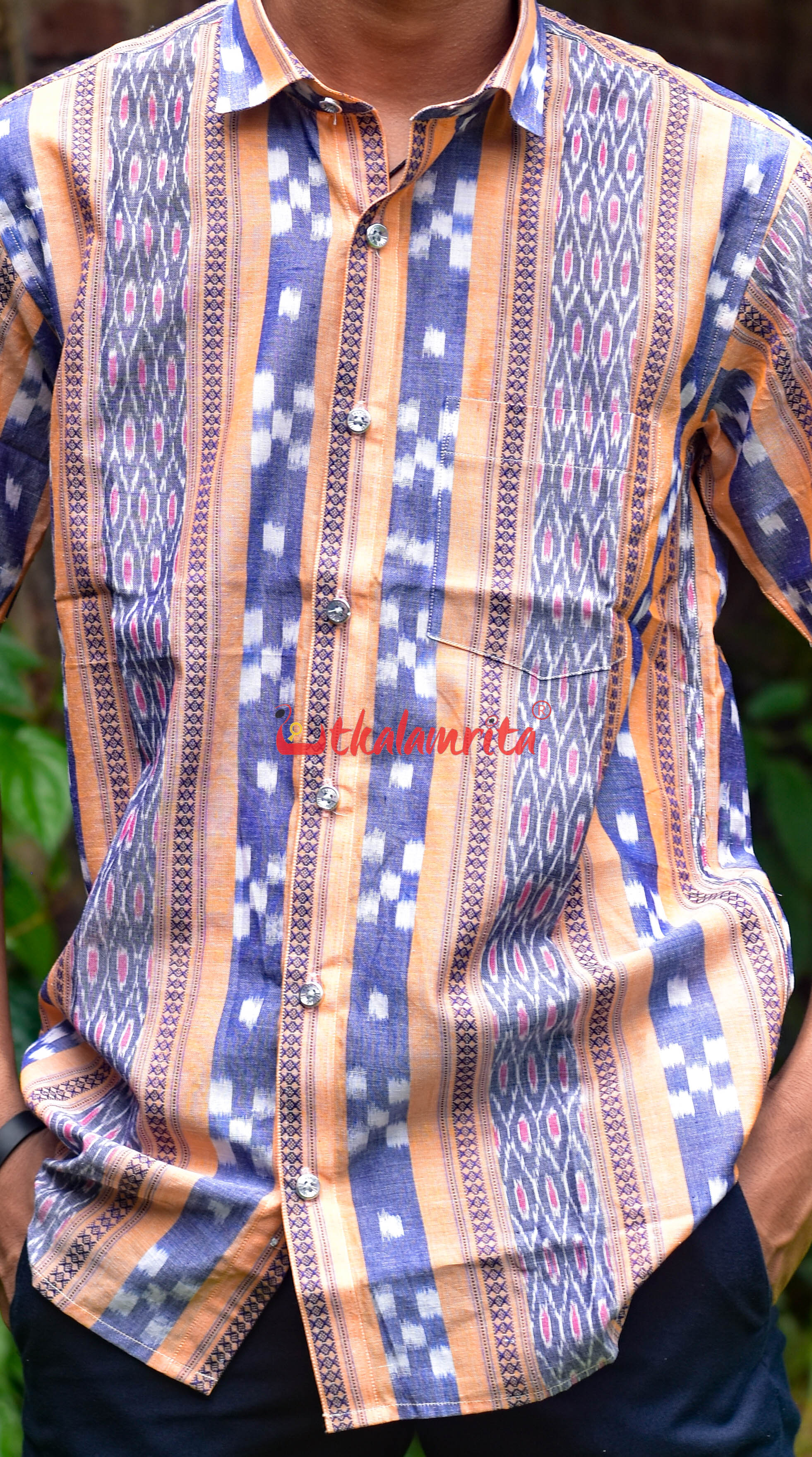 Pastel Orange Blue Pasapali (Mens' Half Shirt)