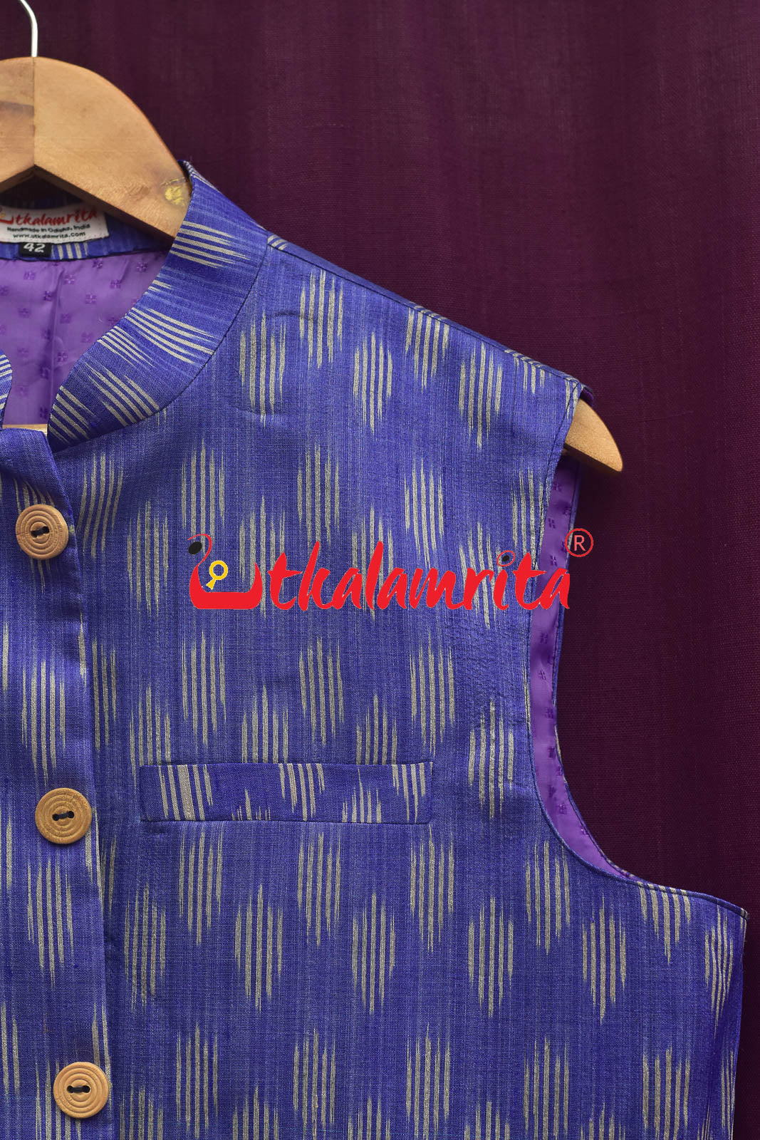 Blue Body Ikat Gopalpur Tussar (Modi Jacket)