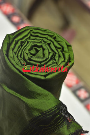 Onion Green Bandha Border Silk (Fabric)