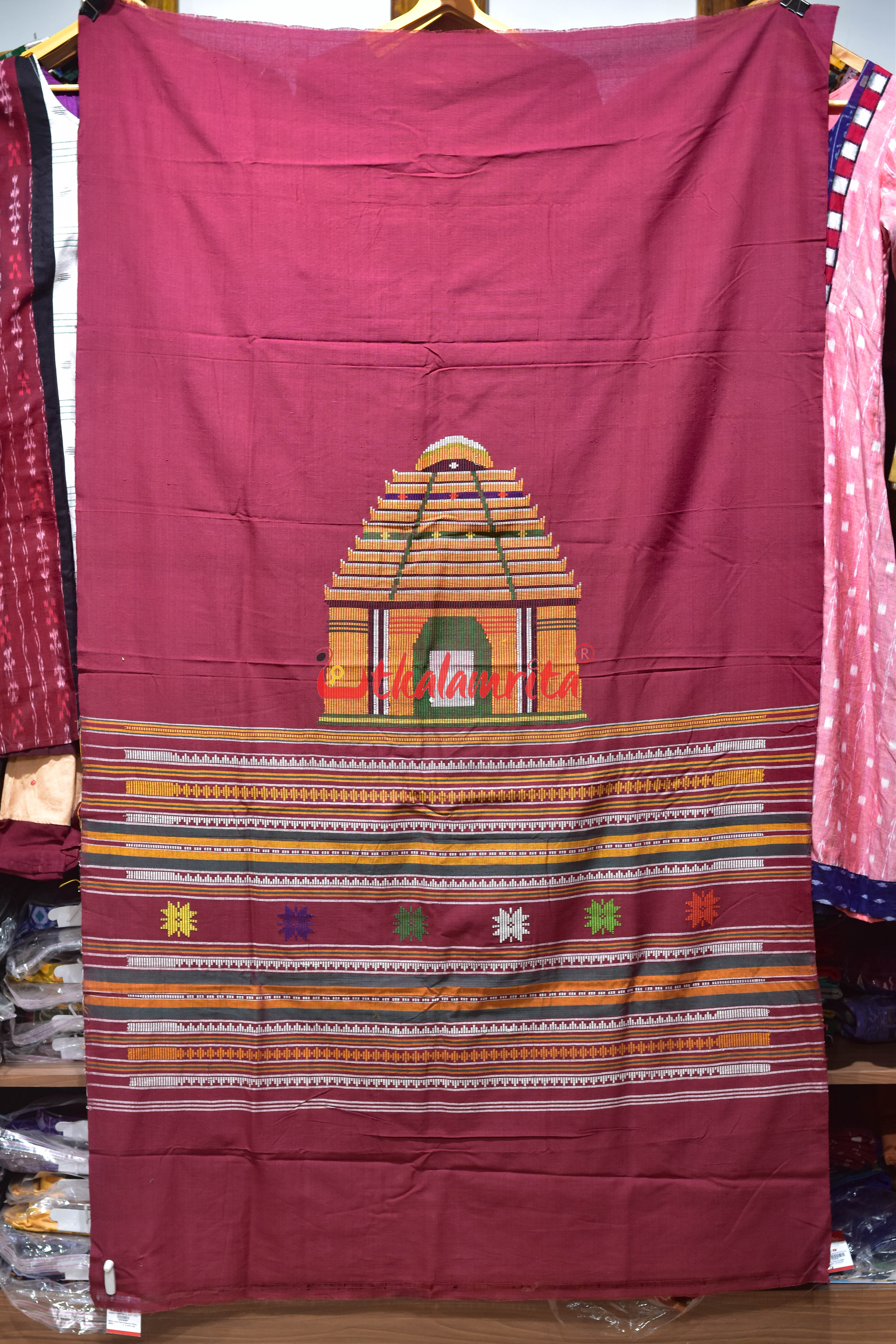 Maroon Konark Temple Dhalapathar (Curtain)
