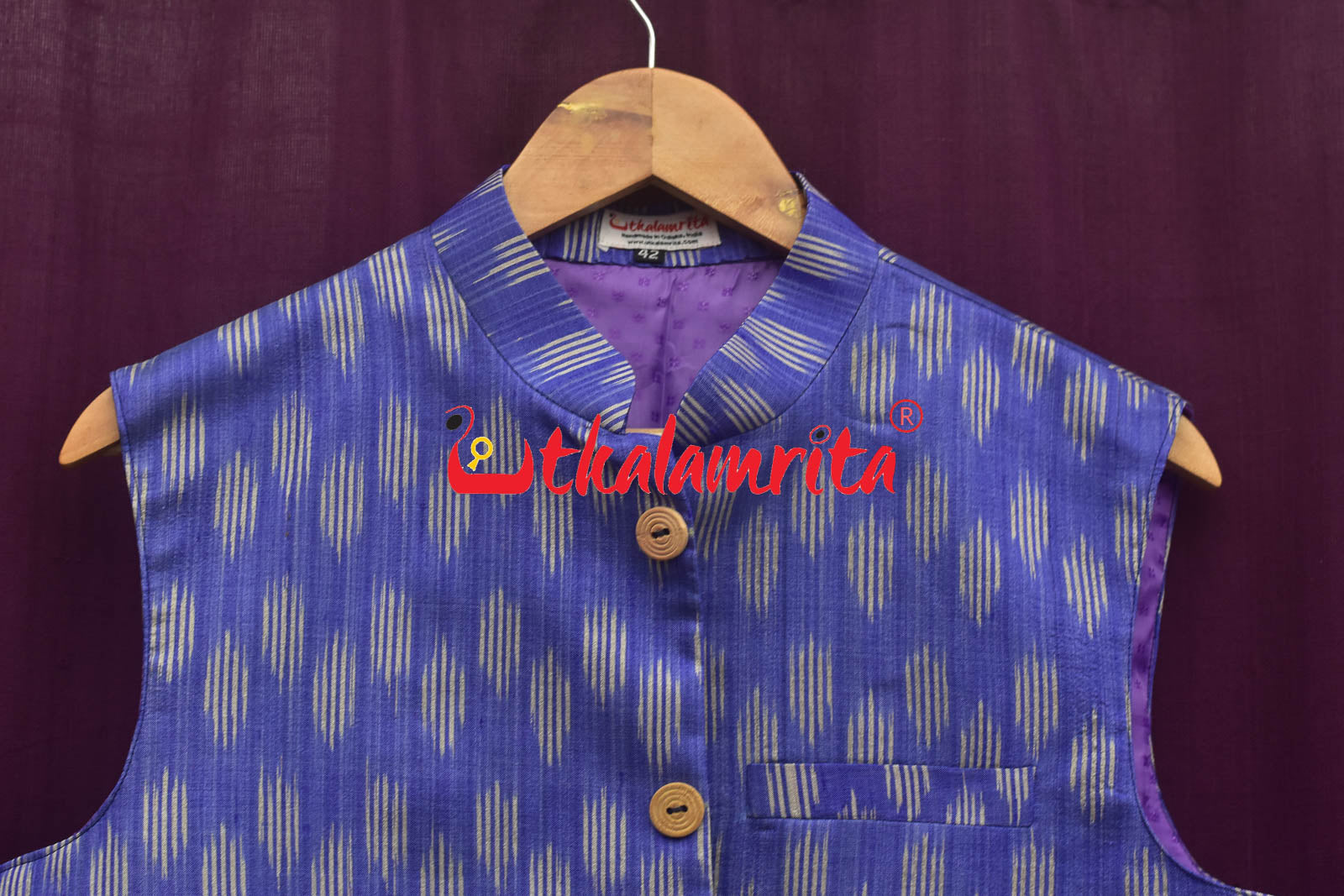 Blue Body Ikat Gopalpur Tussar (Modi Jacket)