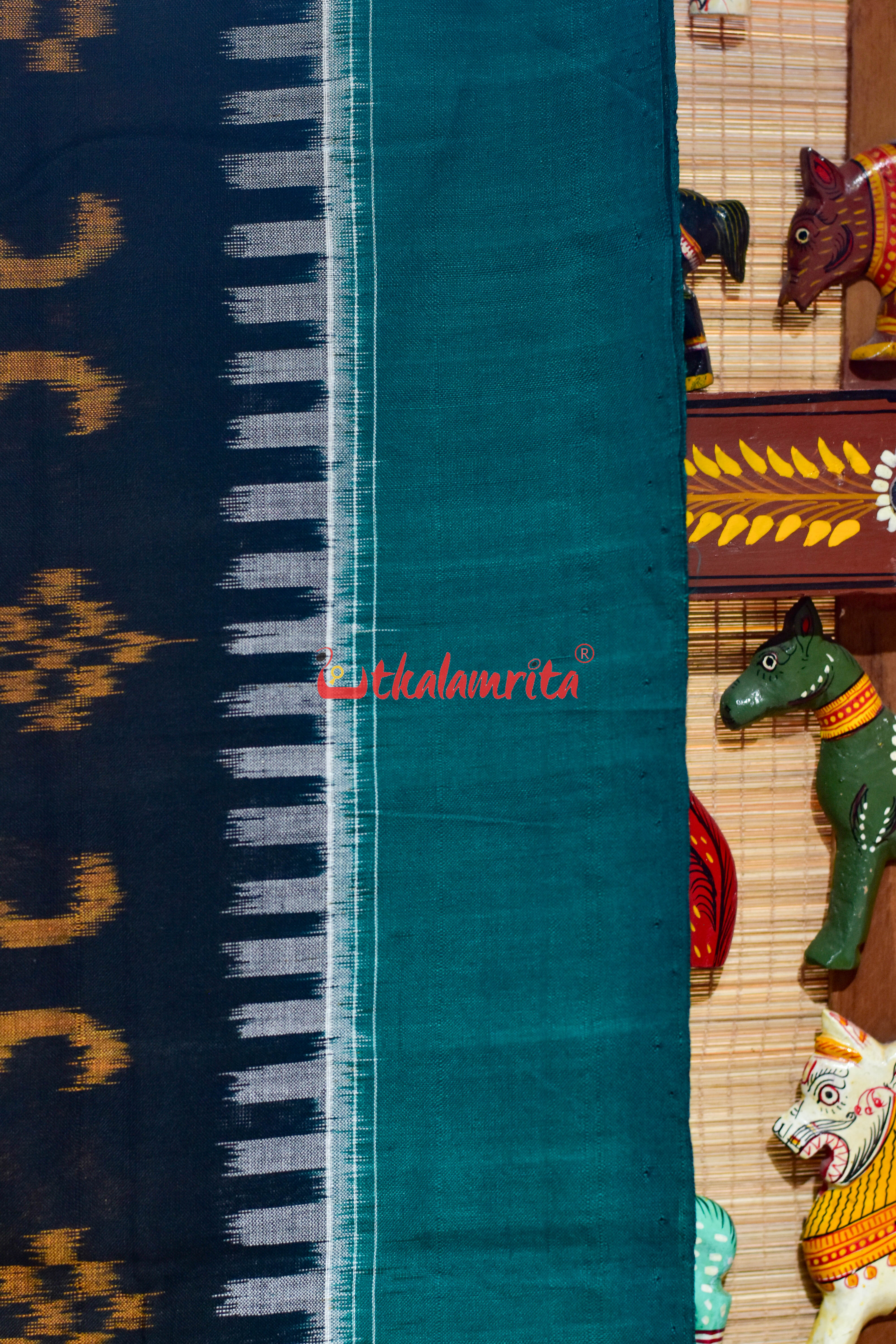 Black Golden Jhoti Sambalpuri Cotton Saree